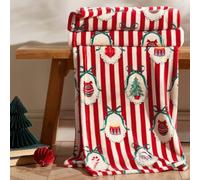 Catherine Lansfield Christmas Vintage Stripe 130x170cm Blanket Throw Red