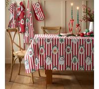 Catherine Lansfield Christmas Vintage Stripe 137x229cm Table Cloth Red