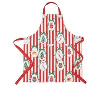 Catherine Lansfield Christmas Vintage Stripe 70x80cm Kitchen Adult Apron Red