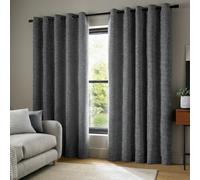 Catherine Lansfield Chunky Boucle 66X54 Inch Lined Eyelet Curtains Two Panels Charcoal Grey
