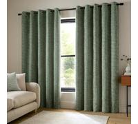 Catherine Lansfield Chunky Boucle 66X54 Inch Lined Eyelet Curtains Two Panels Green