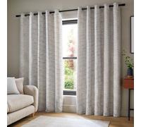 Catherine Lansfield Chunky Boucle 66X90 Inch Lined Eyelet Curtains Two Panels Cream