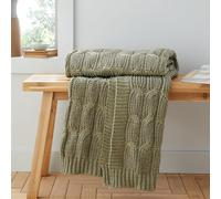 Catherine Lansfield Chunky Marl Knit Cosy, 130x170 cm, Blanket Throw, Olive Green