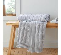 'Chunky Marl Knit' Cosy Blanket Throw Catherine Lansfield Silver 130cm x 170cm
