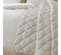 Catherine Lansfield Corded Leave Bedspread Quilted Throwover Bed Throw Champagne