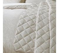 Catherine Lansfield Corded Leaves 240x260cm Quilted Bedspread Champagne Gold