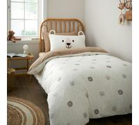 Catherine Lansfield Cosy Bear So Soft Double Duvet Cover Set with Pillowcases Natural
