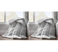 Catherine Lansfield Cosy Diamond 137x170cm Throw Silver Grey (Pack of 2)