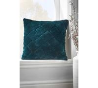 Catherine Lansfield Cosy Diamond Faux Fur 43x43cm Cushion Cover Bottle Green