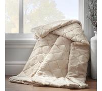 Catherine Lansfield Cosy Diamond Faux Fur 130x170cm Blanket Throw Natural
