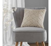 Catherine Lansfield Cosy Diamond Faux Fur Cushion Natural