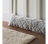 Catherine Lansfield Cosy Diamond Faux Fur Door Draught Excluder Silver Grey