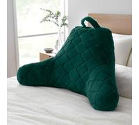 Catherine Lansfield Cosy Diamond Faux Fur High Back Cuddle Cushion Back Rest Bottle Green