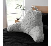 Catherine Lansfield Cosy Diamond Faux Fur High Back Cuddle Cushion Back Rest Silver Grey