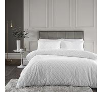 Catherine Lansfield 'Cosy Diamond' Soft & Warm Faux Fur Fleece Duvet Cover Set in White | Size: King Catherine Lansfield White King