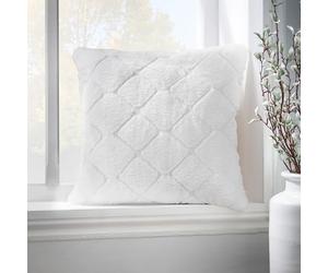Catherine Lansfield Cosy Diamond Faux Fur Soft Touch 43x43cm Cushion White