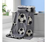 Catherine Lansfield Kids Living Football 120x150cm Blanket Throw Grey