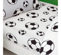 Catherine Lansfield Cosy Football Fleece Single Fitted Sheet White