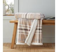 Catherine Lansfield Cosy Kelso Check 130x170 cm Blanket Throw Natural