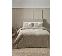 Catherine Lansfield Cosy Larsson Geo Fleece Double Duvet Cover Set with Pillowcases Natural