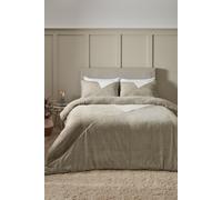 Catherine Lansfield Cosy Larsson Geo Fleece Double Duvet Cover Set with Pillowcases Natural