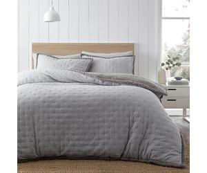 Catherine Lansfield Cosy Nori Sherpa Super King Duvet Set Silver