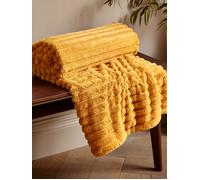 Catherine Lansfield 'Cosy Ribbed' Blanket Throw in Mustard | Size: 130 cm x 170 cm Catherine Lansfield Mustard 130 cm x 170 cm