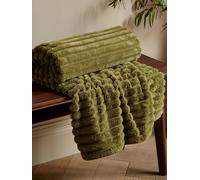 Catherine Lansfield 'cosy Ribbed' Blanket Throw In Olive Olive 130cm x 170cm
