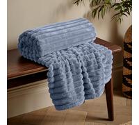 Catherine Lansfield 'Cosy Ribbed' Blanket Throw in Light Blue | Size: 130 cm x 170 cm Catherine Lansfield Light Blue 130 cm x 170 cm