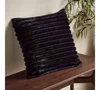 Catherine Lansfield Cosy Ribbed Faux Fur Soft Touch 45x45cm Cushion Black