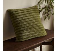 Catherine Lansfield Cosy Ribbed Faux Fur Soft Touch 45x45cm Cushion Olive Green