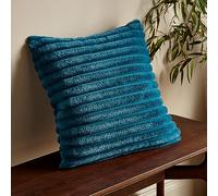 Catherine Lansfield Cosy Ribbed Faux Fur Soft Touch 45X45Cm Cushion Teal Green