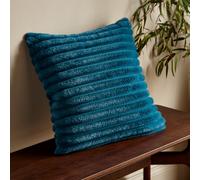 Catherine Lansfield Cosy Ribbed Faux Fur Soft Touch 45x45cm Cushion Teal Green