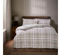 Catherine Lansfield Cosy Sherpa Check Double Duvet Cover Set with Pillowcases Natural