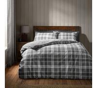 Catherine Lansfield Cosy Sherpa Check Double Duvet Cover Set with Pillowcases Grey
