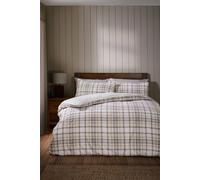 Catherine Lansfield Cosy Sherpa Check Super King Duvet Cover Set with Pillowcases Natural
