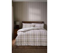 Catherine Lansfield Duvet Cover Set Cosy Sherpa Check with Pillowcases Super King Natural
