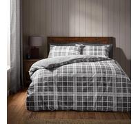 Catherine Lansfield Duvet Cover Set Cosy Sherpa Check with Pillowcases Super King Grey