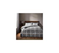 Catherine Lansfield Cosy Sherpa Check Super King Duvet Cover Set with Pillowcases Grey