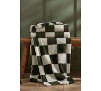 Catherine Lansfield Cosy Soft Checkerboard Fleece 130x170cm Throw Green