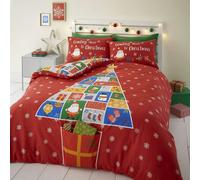 Catherine Lansfield Countdown to Christmas Red Duvet Cover Set - Red - Polycotton - Double