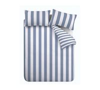 Catherine Lansfield Cove Stripe Reversible Double Duvet Cover Set with Pillowcases Blue