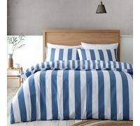 Catherine Lansfield Cove Stripe Blue Reversible Duvet Cover Set One Colour