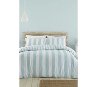 Catherine Lansfield Cove Stripe Reversible King Duvet Cover Set with Pillowcases Duck egg Blue