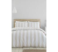 Catherine Lansfield 'Cove Stripe' Reversible Duvet Cover Set in Natural | Size: Single Catherine Lansfield Natural Single