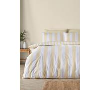 Catherine Lansfield 'cove Stripe' Reversible Duvet Cover Set In Yellow Yellow Double