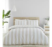 Catherine Lansfield Cove Stripe Reversible Duvet Cover Set - Natural - Single