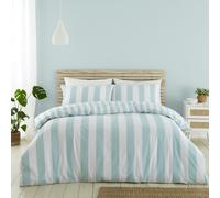 Catherine Lansfield Cove Stripe Reversible Duvet Cover Set - Seafoam Blue - Single