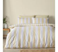 Catherine Lansfield Cove Stripe Reversible Double Duvet Cover Set with Pillowcases Yellow