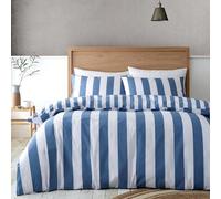 (King, Blue) Catherine Lansfield Cove Stripe Duvet Cover Set Bedding Bed Set Quilt Cover 3 Sizes 4 Colours